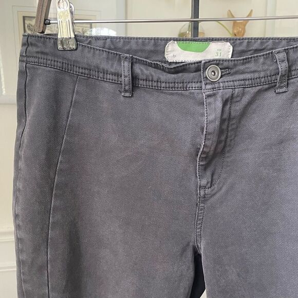 Anthropologie Washed Black Charcoal Button Ankle Utility Pants 31 - Picture 3 of 8